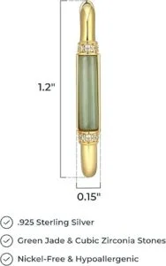 14K Gold Plated Sterling Silver Jade Hoop Earrings - Image 3